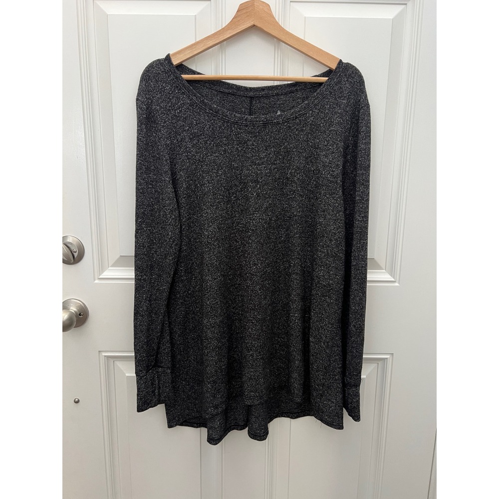 Cuddl Duds SoftKnit Charcoal Gray Marl Long Sleeve Thumbhole Top Womens Large - Picture 1 of 4